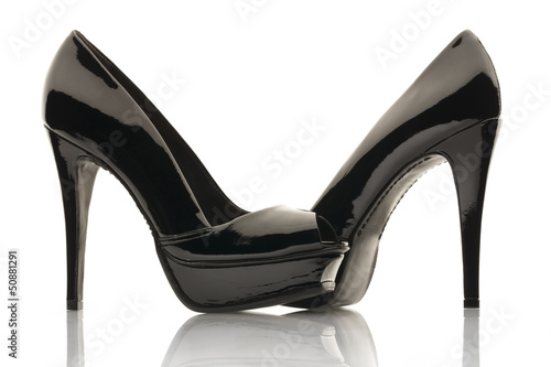 black patent leather shoes women's high heels