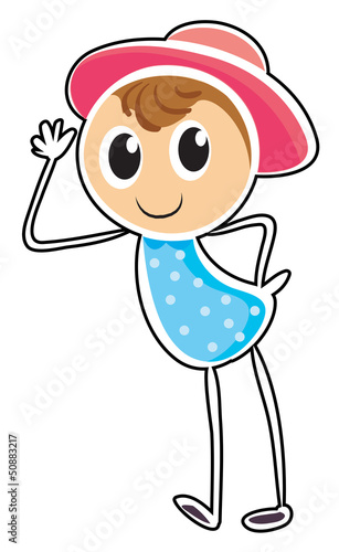 A sketch of a girl wearing a red hat