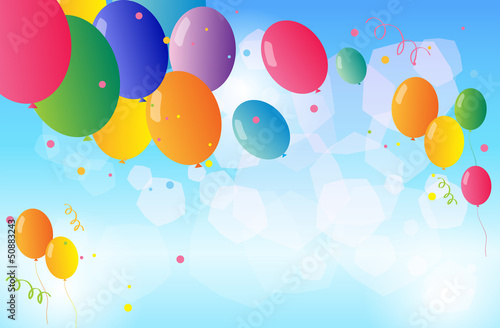 Colorful balloons floating in the sky