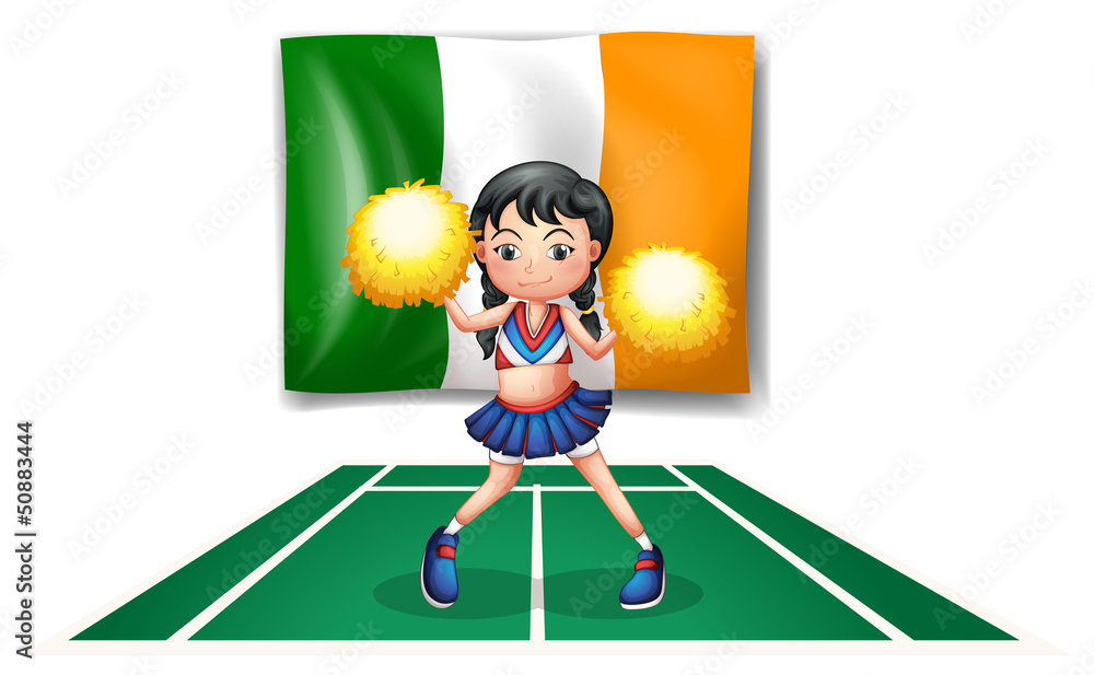 Fototapeta premium The flag of Ireland and the cheerdancer