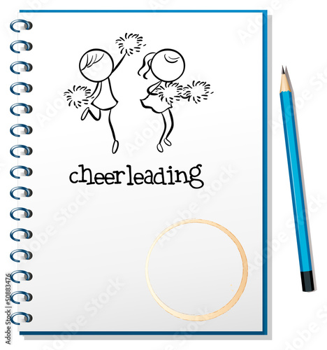 A notebook with a cheerleading design