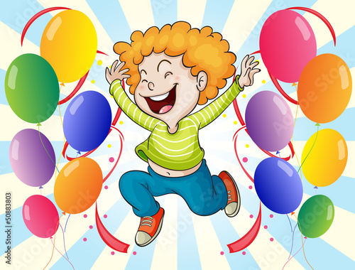 A happy young man with balloons