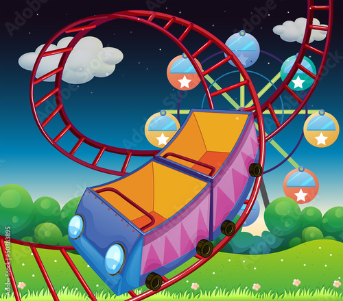 A roller coaster ride at the carnival