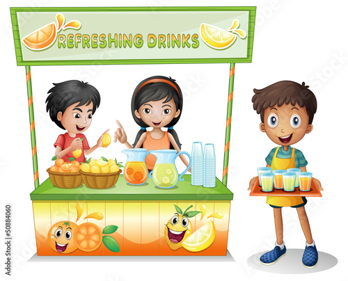 Kids at the stall selling refreshing drinks