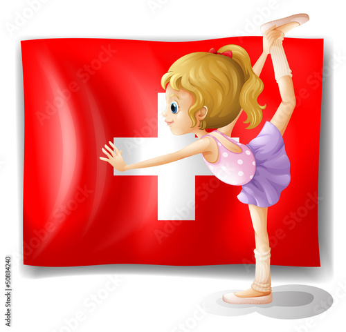 The flag of Switzerland and the young ballet dancer