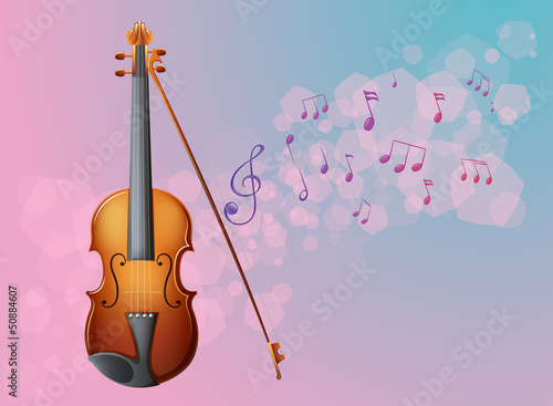 A stationery with a violin and musical notes