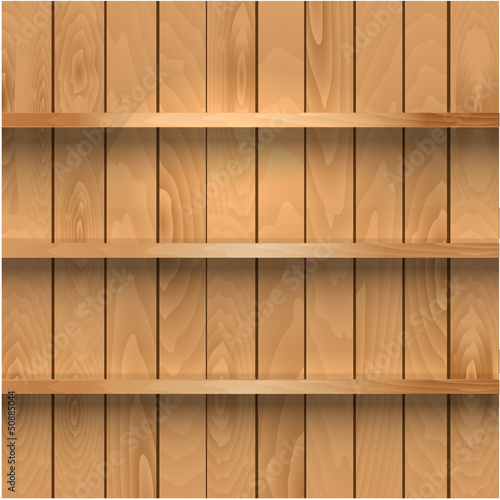 Realistic wooden shelves