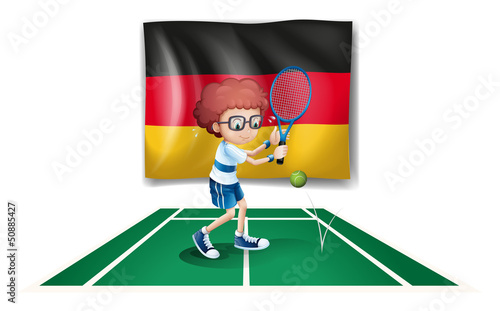 A tennis player with the flag of Germany