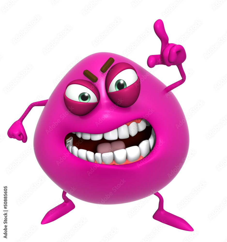 Naklejka premium 3d cartoon cute pink monster