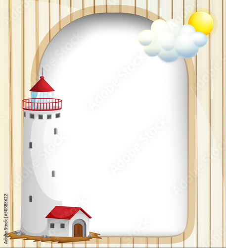 An empty template with a high tower