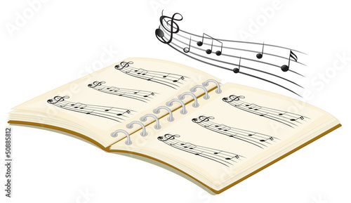A musical book with musical notes