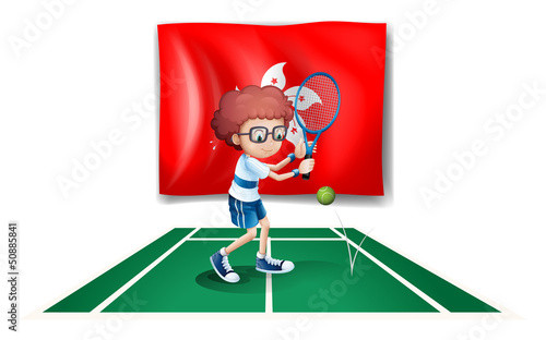 The flag of Hongkong with the tennis player