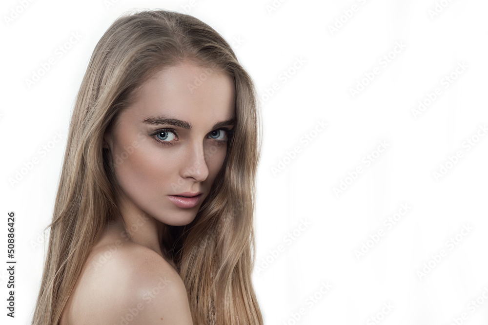 Natural beauty woman portrait isolated on white background Natural beauty woman portrait isolated on white background