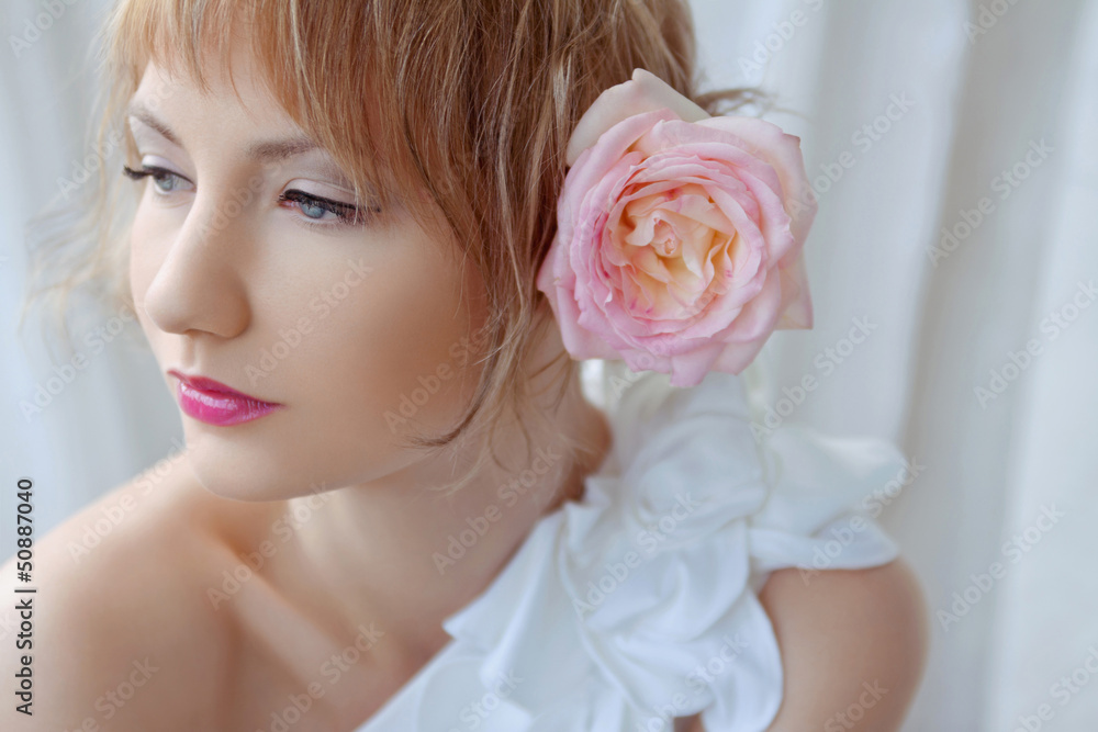 young beautiful woman with rose young beautiful woman with rose