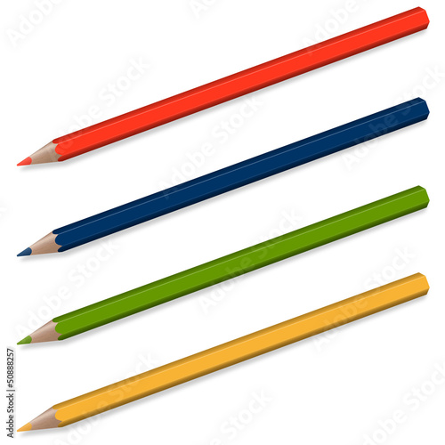 4 Buntstifte mit Schatten