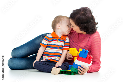 baby boy and mother playing...