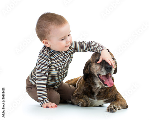 child with dog