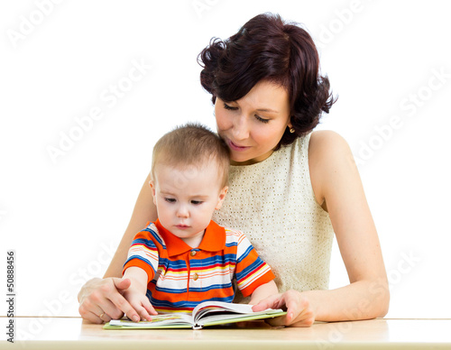 mother reading a book child