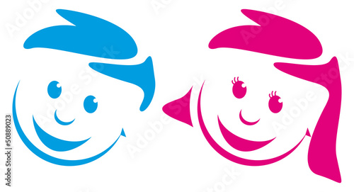 Junge Mädchen Gesicht Signet Icon