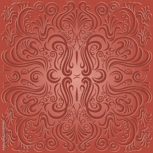 Design pattern with swirling floral decorative ornament
