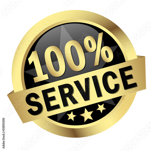 Button mit Banner " 100% SERVICE "