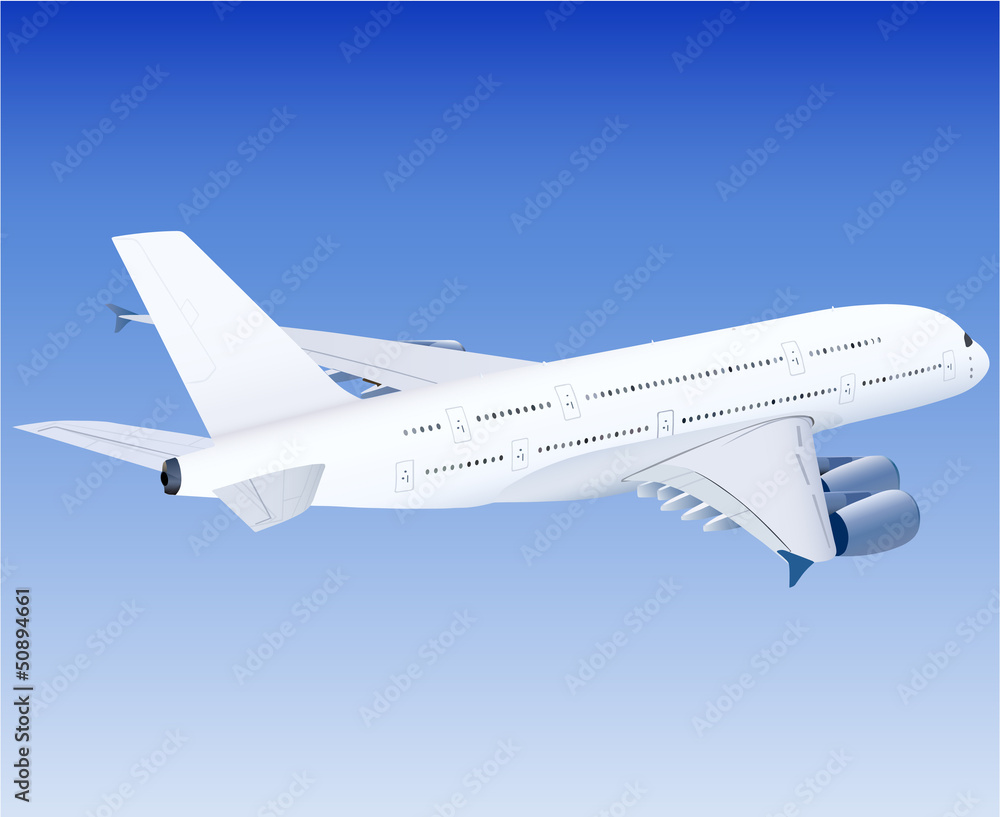 Fototapeta premium airplane on blue sky - avion dans le ciel - flugzeuge am Himmel