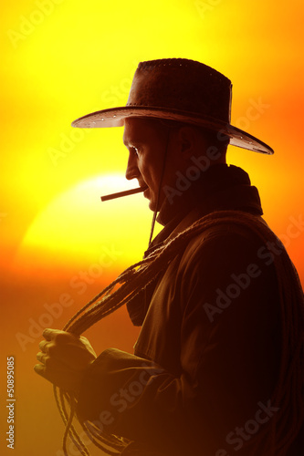 cowboy in hat silhouette