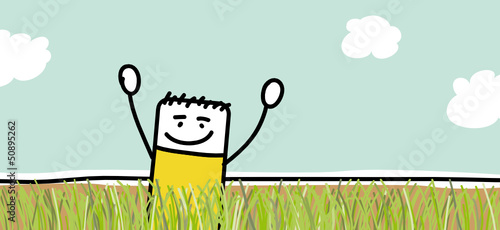 Personnage dans la prairie