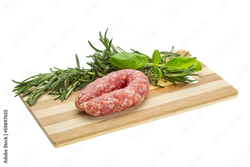 Salami with rosemary, basil
