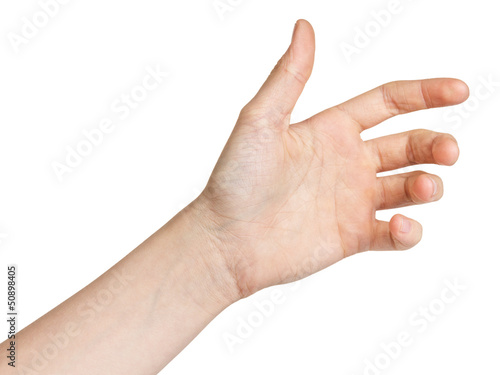 female teen hand to hold gadget