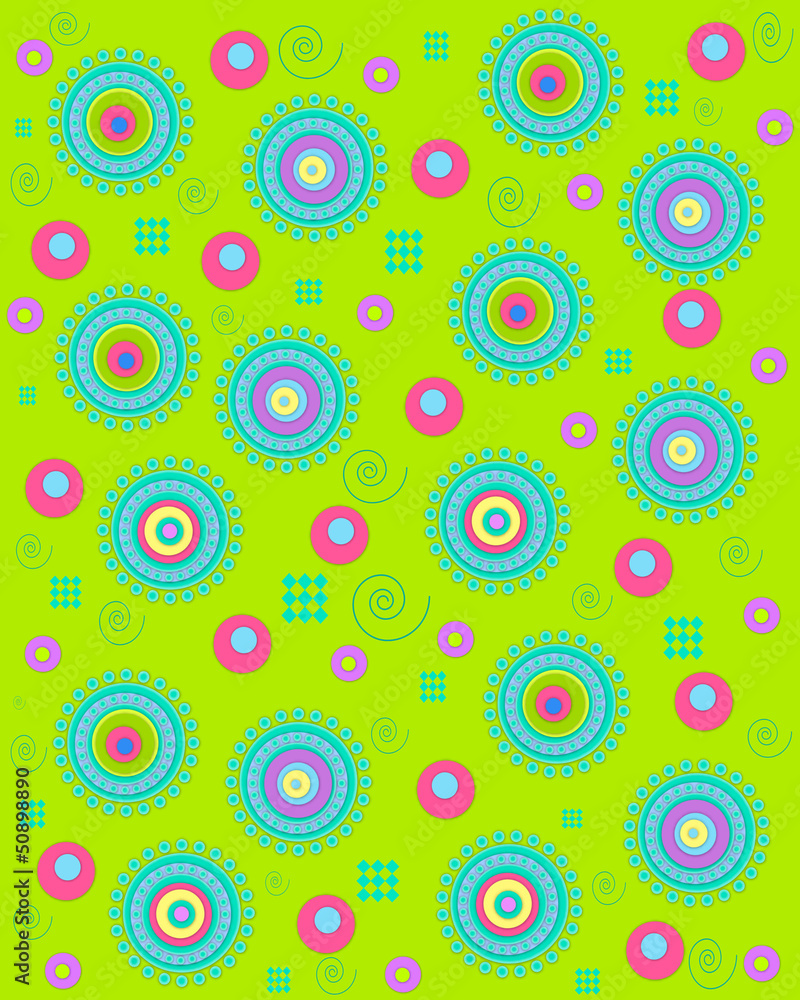 Dots Encircling on Neon Green Dots Encircling on Neon Green