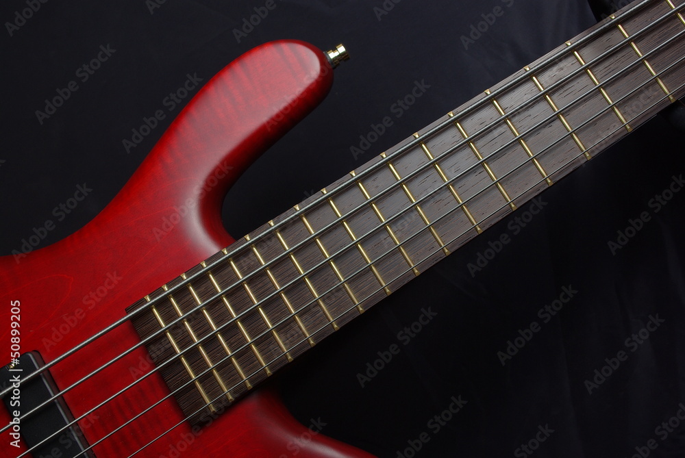 Fototapeta premium Bass guitar with red body