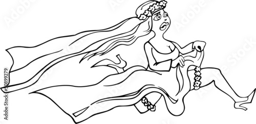 running bride cartoon illustration