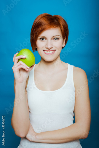 woman with apple