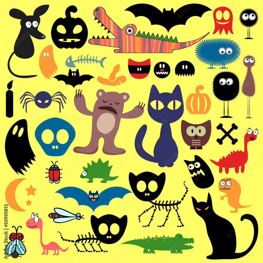 Scary animals and evil things set Scary animals and evil things set