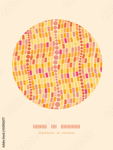 Vector fire mosaic tiles circle decor pattern background with