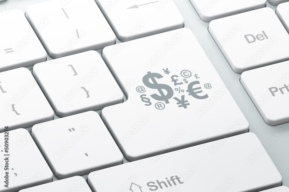Marketing concept: Finance Symbol on computer keyboard backgroun Marketing concept: Finance Symbol on computer keyboard backgroun