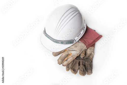 safety helmet and gloves