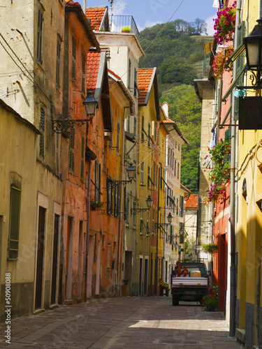 Colourful alley in Campo Liguro, Italy