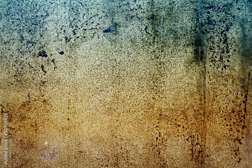 Blue and brown grunge textured concrete wall background
