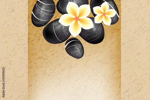 spa background with stones and frangipani flowers