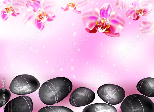 spa background with stones and orchids