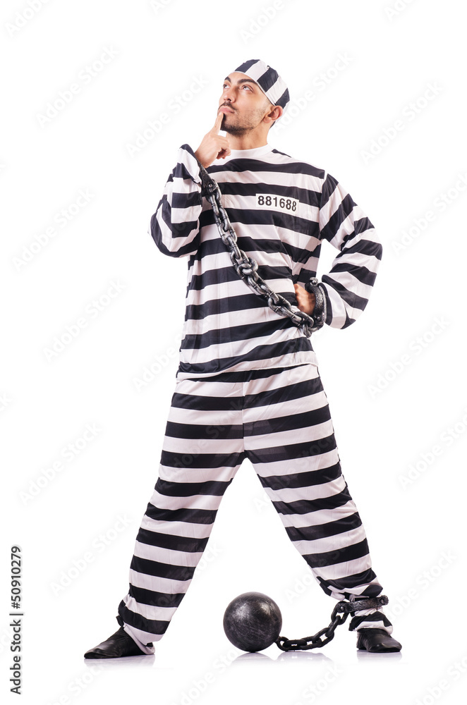 Convict criminal in striped uniform Convict criminal in striped uniform