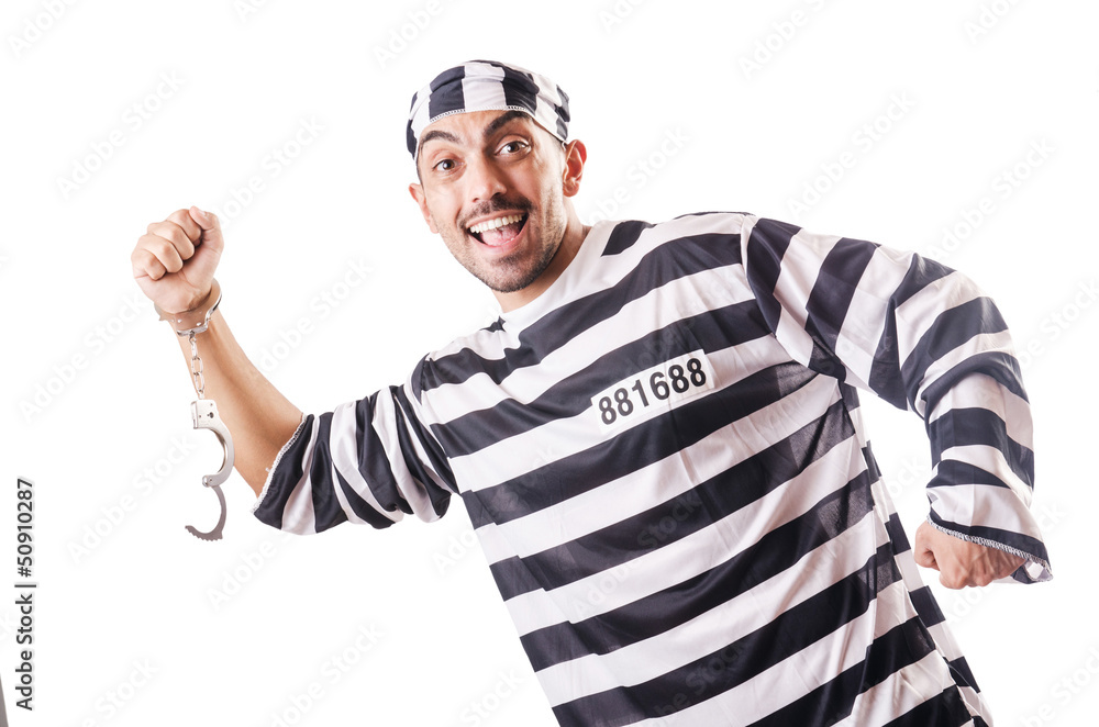 Convict criminal in striped uniform Convict criminal in striped uniform