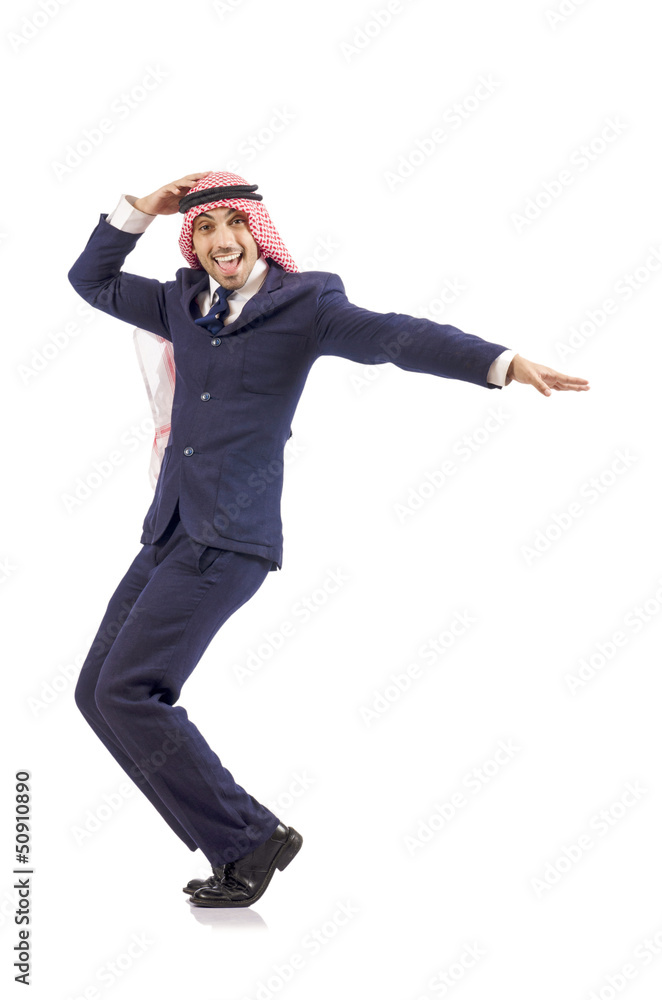 Arab man dancing from joy Arab man dancing from joy