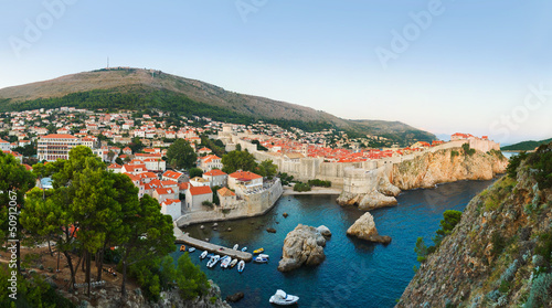 Panorama of Dubrovnik, Croatia at sunset