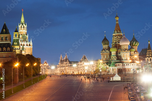 Moscow, Red Square, Saint Basil Church and Spasskaya Tower