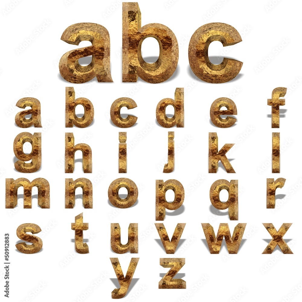 Conceptual 3D yellow shiny gold golden metal font set Conceptual 3D yellow shiny gold golden metal font set