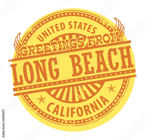 Grunge color stamp with text Greetings from Long Beach, vector