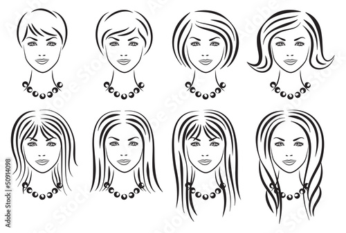 Set of woman hair styles